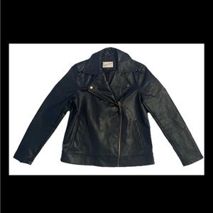 Universal Thread Black Faux Leather Moto Zip Jacket